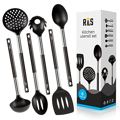 Kitchen Utensil - 6 Best Kitchen Utensils Set - Black Nylon Cooking Utensils - Kitchen Tools Gadgets. - Thumbnail 6