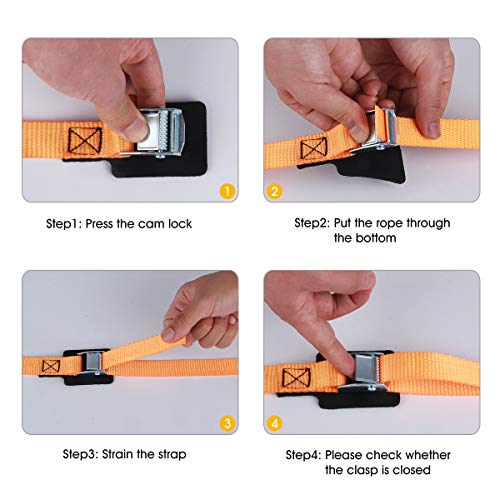 JCHL Lashing Straps Sturdy 1" x 20' Tie Down Strap Cargo Tie-Down Strap Padded Cam Lock Buckle 1000lbs Capacity (2-Pack)