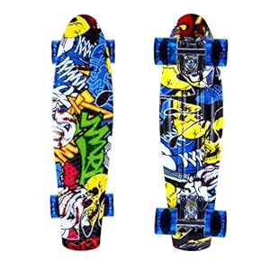 Skateboards – ENKEEO 22 Inches Skateboard Complete Cruiser Plastic Banana Board with Bendable Deck and Smooth PU Casters…