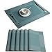 U'Artlines Placemat, Crossweave Woven Vinyl Placemat Washable Table Mats Blue