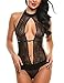 Avidlove Women Sexy Lingerie Lace Halter One Piece Teddy Babydoll Bodysuit Black M