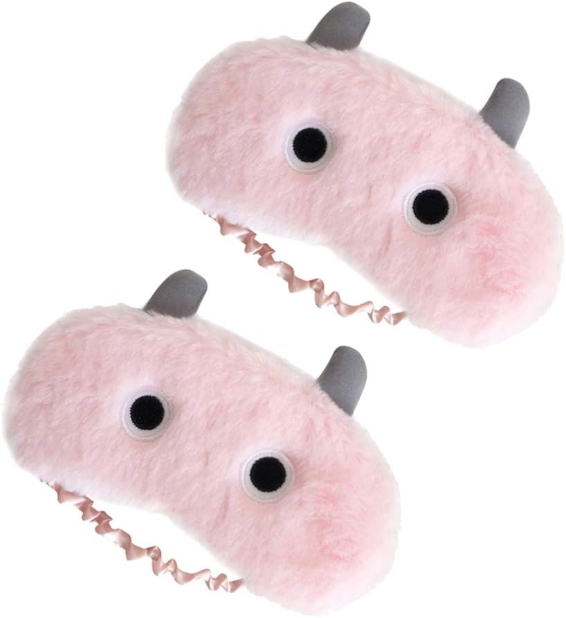 Healifty 2pcs Sleeping Eye Cover Plush Eye Cover Blindfold Adjustable