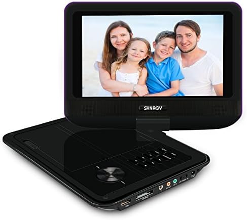 SYNAGY 9inch Portable DVD Player with Screen Portable CD Player with SD Card Slot for Cars Kids Adults &amp; Seniors (Purple)