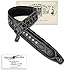 Walker & Williams C-35-BLK Smooth Texture Premium Black Full Grain Leather Soft Padded Guitar Strap with Metal Crosses For Acoustic, Electric, And Bass Guitars