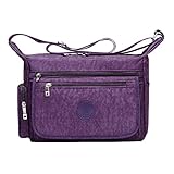 Fabuxry Women Casual Shoulder Bags Zipper Nylon Messenger Handbags (Purple)