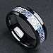King Will DRAGON Mens 8mm Black Tungsten Carbide Ring Blue Carbon Fiber Celtic Dragon Wedding Band