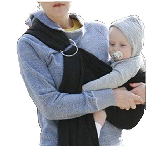 Topiastore Lightly Adjustable Baby Ring Sling Carrier Wrap,Newborn to Toddler (Black)