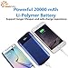 KUPPET 20000mAh Power Bank (Dual USB Port, 3.1A Total) External Portable Charger Battery Pack Portable Charger with LED Flashlight for iPhone 7, iPhone 8,iphone X,iPad Pro, Galaxy S8 Note8 and More