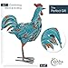 Decorative Metal Rooster, Blue, 14.5”, for Home, Kitchen, Dining Room Decor - Rooster Statue Figurines - Farmhouse Chic, Colorful, Rustic - Vintage Roosters for Countertops - Garden Ornament