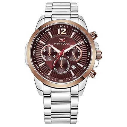 Mini Focus Luxury Mens Watch,Top Brand Dual Quartz Watch,Chronograph Casual Fashion Waterproof Stainless Steel Back Male Wristwatch MF0087G.04