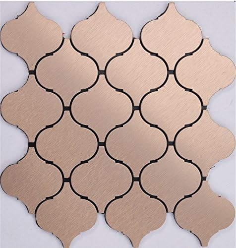 11PCS Rose Gold Peel and Stick Metal Backsplashes, Brushed Aluminum Self-adhesive wallpaper- Q01 (10.76Sq.ft)