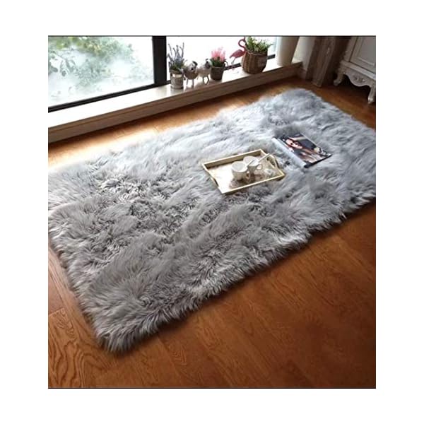 THE RUGS Living Room Rug - Shaggy Soft And Elegant Carpets For The Bedrooms And Kitchen, Easy To Clean, Many Different Sizes (120x120 Cm, Dark Grey - View #5