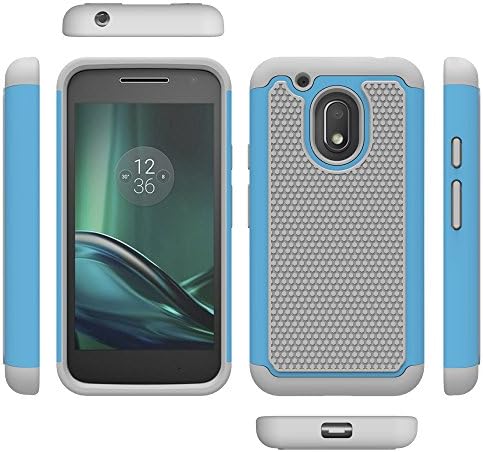 Moto G4 Play Case, MPCE [Drop Protection] Heavy Duty Shock Absorbing Hybrid Dual Layer Armor Defender Case Cover for Motorola Moto G Play (2016) / Moto G Play (4th Gen.) (Light Blue/Light Grey)