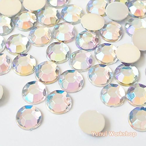 800pcs (Clear AB / Crystal AB) 2mm-12mm OR Mixed Size Facet Round Acrylic Flatback Rhinestones Cabochons Scrapbooking Nail Craft (8mm, 800pcs)