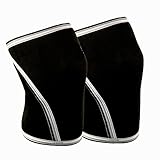 Knee Sleeves (Sold as a set of 2) 7mm Thick Compression Knee Brace Support for Weightlifting, Powerlifting, Squats & CrossFit Training Fitness for Women and Men, Black (Medium)
