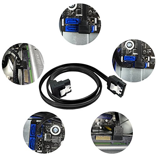 Neeyer 3-Pack 90 Degree Right Angle 18-Inch SATA III 6.0 Gbps Cable Black