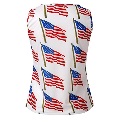 Smdoxi Women's American Flag T-Shirt July 4th Independence Day T-Shirt Loose Sleeveless Tops Patriotic American T-Shirt White - Thumbnail 3