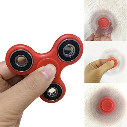 Powkey Fidget Spinner Toy 3D Printing Ceramic Bearing EDC for Kids &amp; Adults Perfect to Relieve ADD ADHD Anxiety Reduce Stress Helps Focus Killing Time (Red)