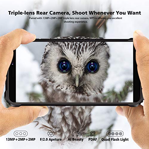 Mvil-Resistente-OUKITEL-WP5-Telefono-Movil-Antigolpes-Batera-Grande-de-8000-mAh-4GB-RAM-32GB-ROM55-PulgadasCmara-Triple-Android-90-Smartphone-con-4-Linternas-LED-Sper-Brillantes-Naranja