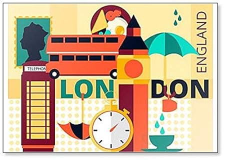 Imán para nevera, diseño de símbolos e iconos retro de Londres ...