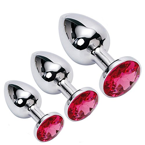 Lover Fire OA Trio Pack Stainless Steel Anal Play Metal Plated Butt Fantasy Sex Restraints Bondage SM Tail w/ 3D Birthstone Diamond Jewelry & Premium Storage Pouch