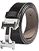 Men's Geniune Leather Belt Slide Metal Buckle Adjustable Waistband Black 105cm