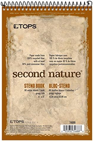TopsSecond Nature Steno Books, 6" x 9", Gregg Rule, 80 Sheets, 12 Pack (74688), White