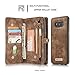 S7 Edge Dermis Wallet case,AKHVRS Handmade Genuine Cowhide Leather Wallet Cover Case - Large Capacity Leather Wallet Type Case with Zipper Wallet Case for Samsung Galaxy S7 Edge - Dark Brown