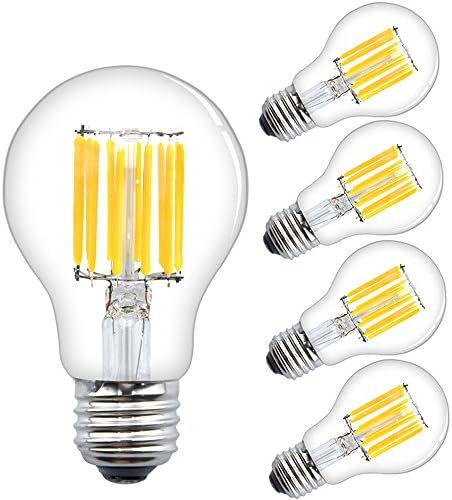 Dimmable A19 Antique Shape LED Bulb Lustaled 12W A19(A60) Vintage LED Filament Light Bulbs Warm White 2700K E26 Medium Screw Base 120W Incandescent Equivalent for Home Indoor Decoration (4-Pack)