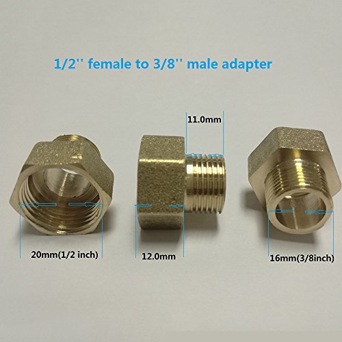 FS-TFC 1/2 inch NPT to 3/8 inch NPT threaded adapter with FOC Teflon brass pipe fitting