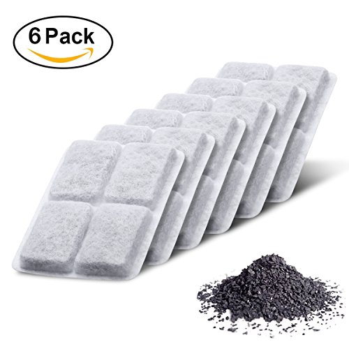 isYoung LED Pet Fountain Automatic Water Dispenser Premium Activated Carbon Filters 6 Pack, Led Fountain Filters