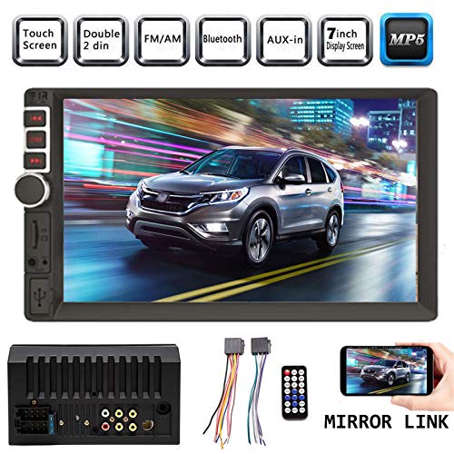 7 Inch Double Din Car Stereo Touchscreen Bluetooth Subwoofer Control in-Dash Car Receiver Audio Radio Video Player Mirrorlink/SD/USB/Aux-in/AM/FM - Thumbnail 7