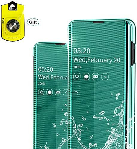 DAYNEW for Samsung Galaxy S10 Plus case,[Smart Case] [Full Body Protection] Ultra Slim PC Shell Slim Fit Mirror case for Samsung Galaxy S10 Plus,Gift Finger Grip Ring Holder-Green