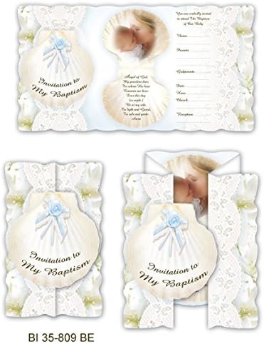 Baptism Invitations for Baby Boy English (100 Count) with Envelopes By Cromo NB Italy