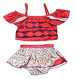 KABETY Baby Girls Princess Moana Swimsuit Two Piece Off Shoulder Bikini Set (Red 0221, 110/3-4Y)