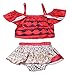 KABETY Baby Girls Princess Moana Swimsuit Two Piece Off Shoulder Bikini Set (Red 0221, 110/3-4Y)