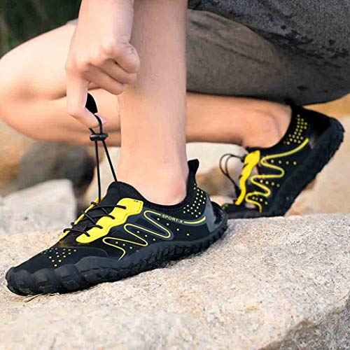 HULKAY Upgrade Water Sports Shoes for Women Men Quick Dry Aqua Socks Swim Barefoot Beach Swim Drawstring Shoes(Black 2,mens/US:6.5/CN:38) - Thumbnail 4