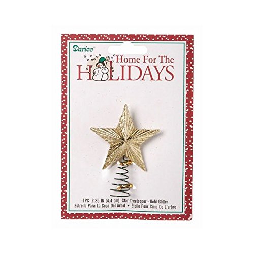 Darice 5-Point Star Tree Topper, 2.25-Inch, Gold Glitter (2463-46)