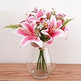 Meiliy 13'' Silk Artificial Calla Lily Flower Bouquet for Home Wedding Office Party Decoration,Pink