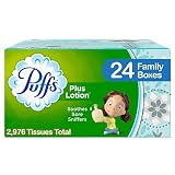 Puffs Plus Lotion Facial Tissues, 24 Family Boxes, 124 Tissues Per Box