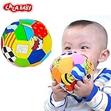 LALABABY Toys Soft Cotton Arts Cloth Ball Multicolored Sensory Rattle Bell Ball