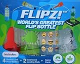 FLIPZ! The World's Greatest Flip Bottles for Bottle Flip Games! - Complete Game Set includes 4 bottles, 2 landing pads, and challenging flip game cards