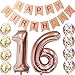 sweet 16th Birthday decorations Party supplies-16th Birthday Balloons Rose Gold,16th birthday banner,Table Confetti decorations,16th birthday gifts for girls,use them as Props for Photos