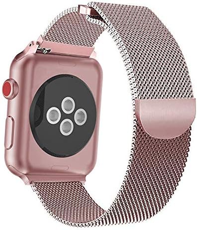 AOSCWALD Compatible with iWatch Bnad 44/42mm/ 40/38mm,Men/Women Magnetic Closure Clasp Stainless Steel Replacement Mesh Milanese Bands Compatible with iWatch Series 1/2/3/4