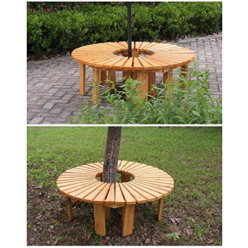 outdoor product Runde Gartenbank Im Freien,Korrosionsbeständiger Massivholz-Innenhofbalkon-Parkbank-Baumhocker,Für Rasen… – Bild 5