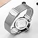 Tonnier Sllver Slim Stainless Steel Mesh Strap Mens Watch Quartz Watch for Men Blue Watch Face