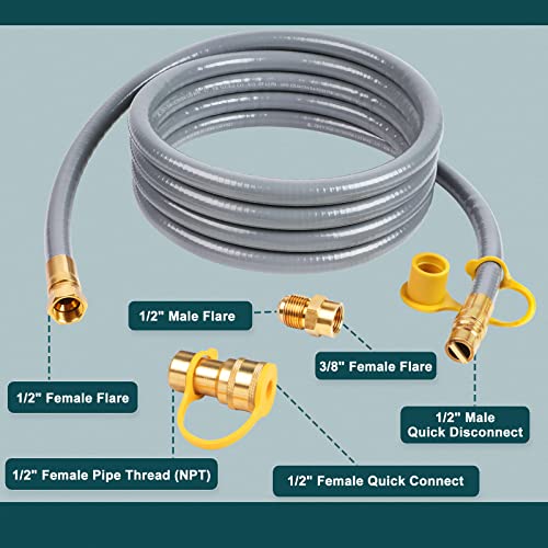 GASPRO 1/2Inch Natural Gas Quick Connect Hose for BBQ, Grill, Patio