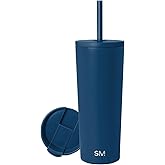 Simple Modern Insulated Tumbler with Lid and Straw | Iced Coffee Cup Reusable Stainless Steel Water Bottle Travel Mug | Gifts for Women Men Her Him | Classic Collection | 24oz | Slumberland
