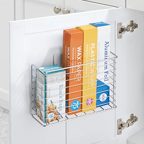 mDesign Metal Hanging ShelfAdhesive Kitchen Storage Organizer Basket Bin For Bags, Tin Foil