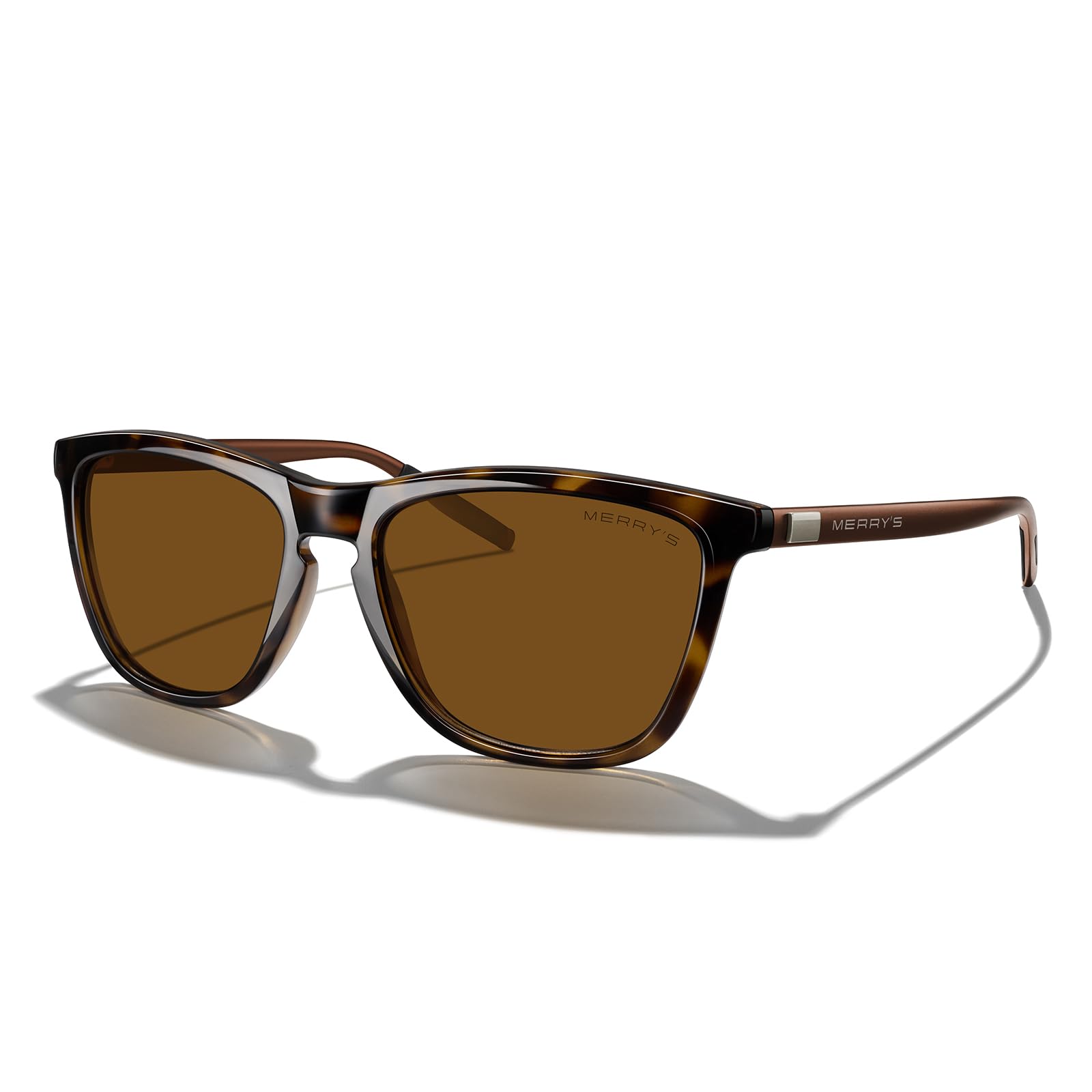 Photo 1 of MERRY'S Unisex Polarized Sunglasses for Women Men Classic Retro Designer Style Aluminum Legs (Leopard Frame/Brown Lens/Brown Temples, 54)